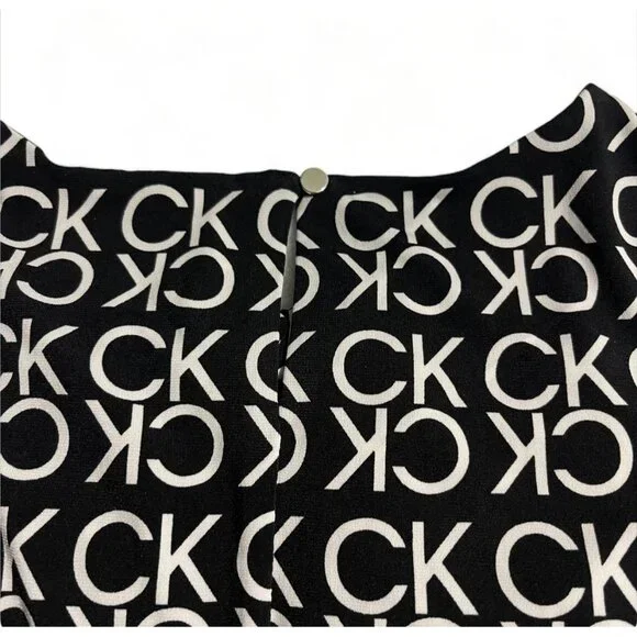 Calvin Klein Black & White Sleeveless Logo Top – Women’s Size M - Picture 11 of 11